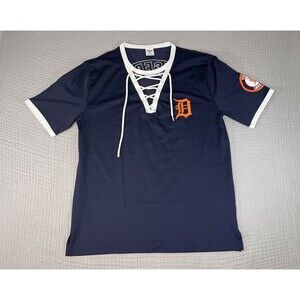 Victorias Secret PINK Detroit Tigers MLB Lace Up Jersey Shirt Top Medium Spring